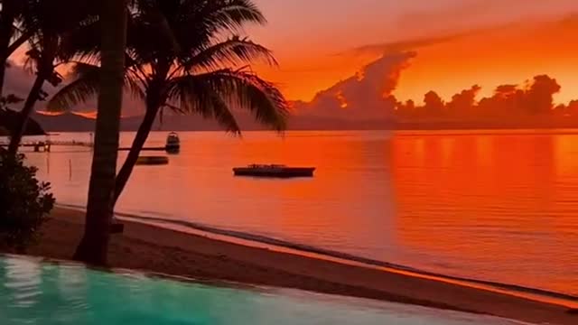 Sunset on the island of Fiji. It's beautiful