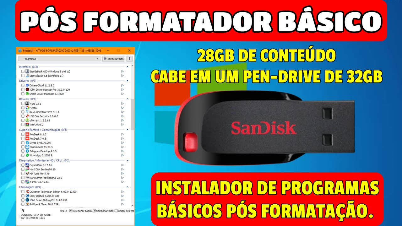 KIT TÉCNICO PRO 2023 (MINSTALL) - PACK PROGRAMAS E DRIVERS / INSTALAÇÃO AUTOMÁTICA -282GB ATUALIZADO