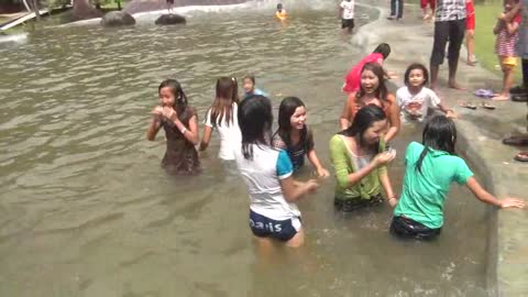 Playing in pool with Friends