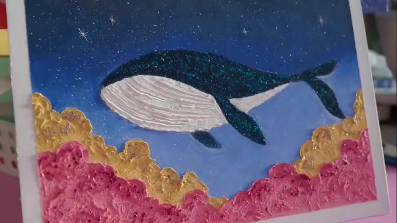 Oil pastel art-Whale