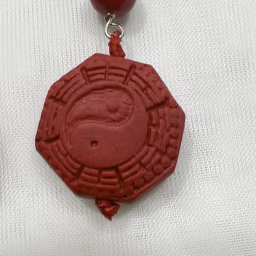 Handmade Unique 2.25” Drop Earrings with Red Jade, Cinnabar Yin Yang