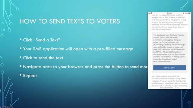 Tea Party Patriots Citizens Fund Peer to Peer Texting Platform