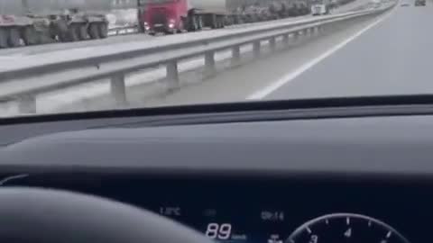 60+ vehicle convoy going north on the M4 out of Rostov