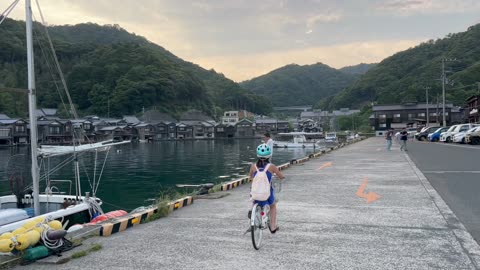 Bicycling around ine town japan