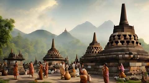 I asked AI to imagine "Borobudur in 830 AD"