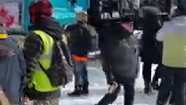 Ottawa Ontario, freedom Convoy 2022 first intersection taken over by police