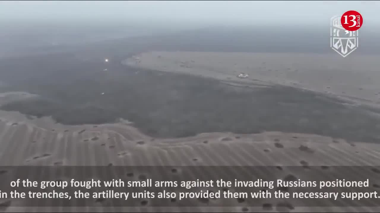 Large group of Russians advancing in open area ambushed - Drone followed, artillery fired