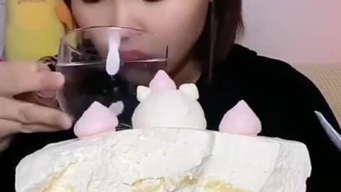 ASMR Eating Full Cream Cake 🍰 / Crepe Cake 🍰