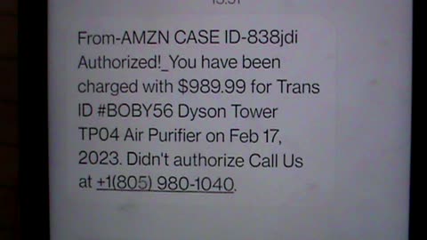 Calling Phone Number Listed In Incoming Text About Alleged Amazon Charge: 805-980-1040, 3/23/23