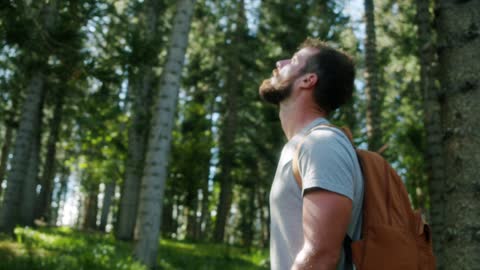 Man walking in the woods