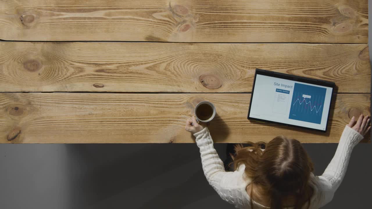 High Angle Shot of Woman on iPad