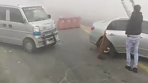 The largest traffic accident due to fog. Cars became junk