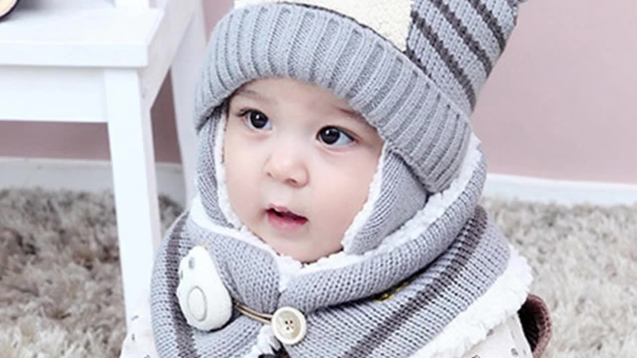 6M-34M Unisex Winter Kids Baby Girls Boys Cap Woolen Yarn Scarf Earmuff Warm