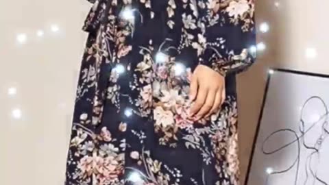 plus size floral print v neck belted bishop long sleeve dress