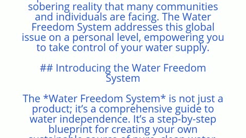 Water Freedom System - Huge New Offer For 2022!