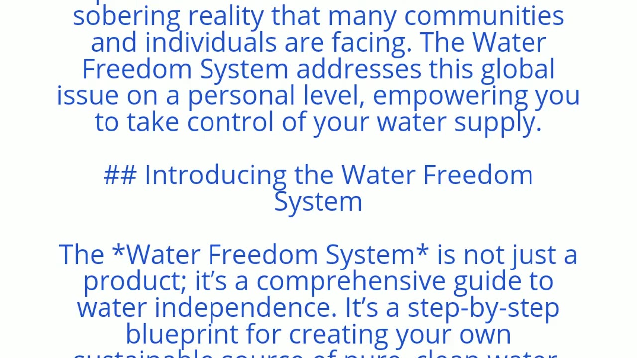 Water Freedom System - Huge New Offer For 2022!