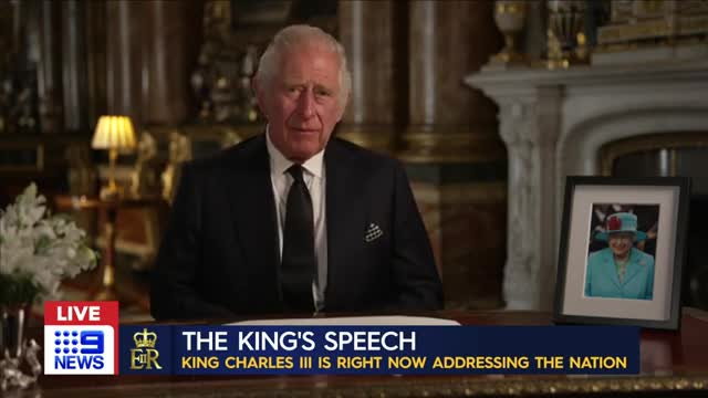 King Charles Ill delivers first speech after the death of Queen Elizabeth II | 9 News Australia