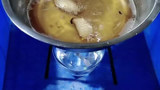 Unique food, high protein worms, deep fried in the pan