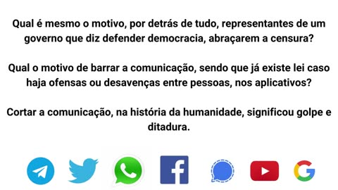 BRASIL A BEIRA DA CENSURA E QUE NÃO É DEMOCRACIA, MAS DITADURA