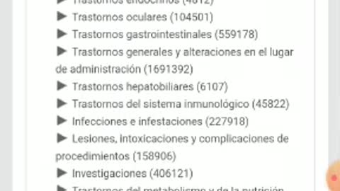 Lista de la OMS de efectos secundarios en vacunas anti Covid