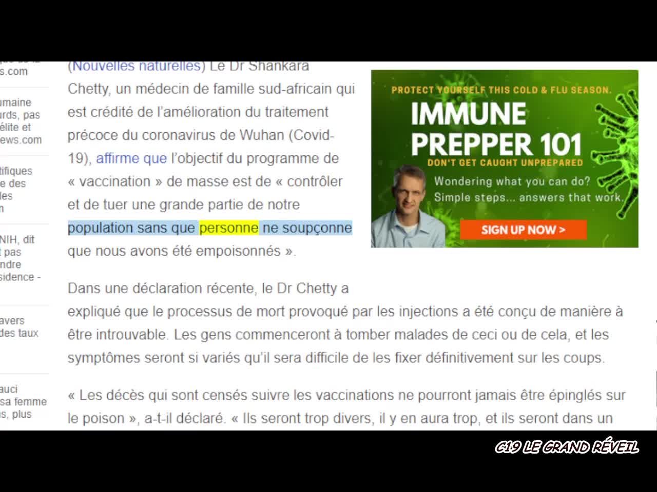 CRIME PARFAIT, LE VACCIN EST UN POISON SUPERBEMENT CONÇU, IMPOSSIBLE À DÉTECTER SELON LE DR CHETTY !