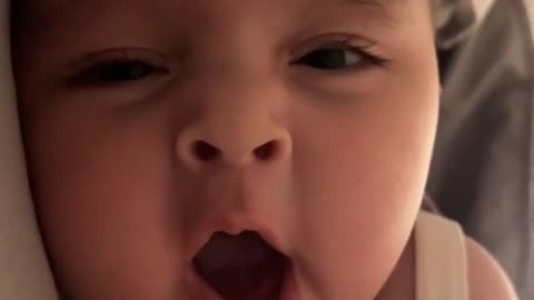 Baby Cute Reaction After Getting Up From Sleep