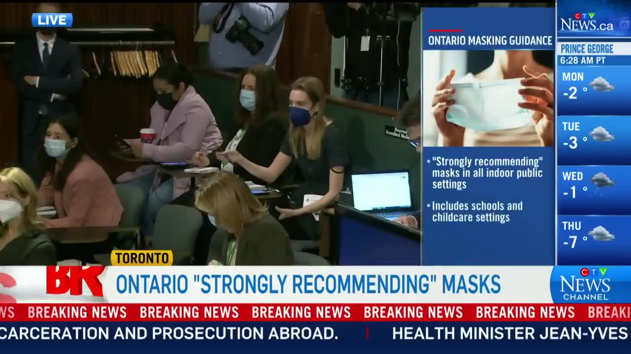 Dr. Moore asked why it took so long to update Ontario's masking guidance