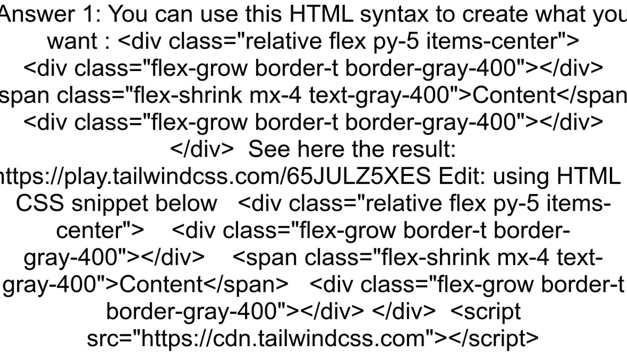 Creating a horizontal rule HR divider that contains text with Tailwind CSS