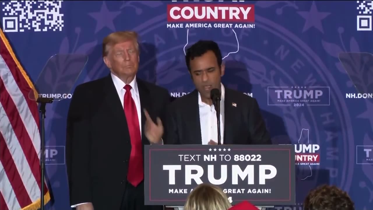 Vivek Ramaswamy endorses president Donald Trump in NH This is our 1776 moment 🇺🇸