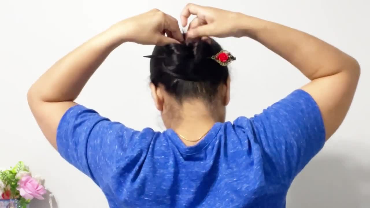 30 seconds bun stick hairstyle _ Bun hairstyle using bun stick _ Easy bun hairstyle #hairstyles