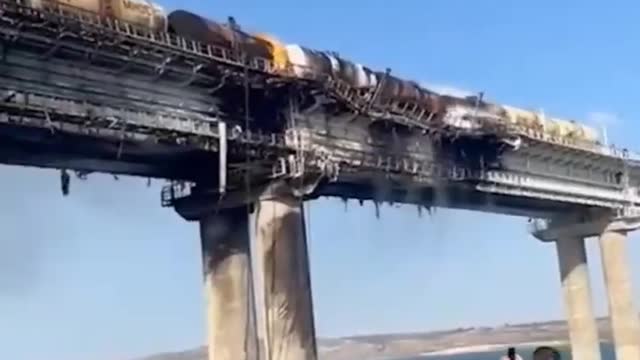 The aftermath of Crimea bridge explosion