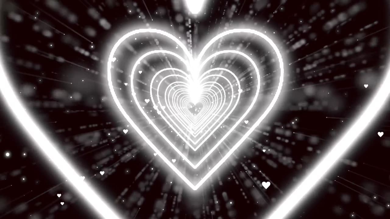 034. White Heart Background 🤍 Heart tunnel background Neon Heart Background Video