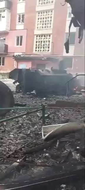 Destroyed Ukrainian armored personnel carrier FV103 Spartan of British production