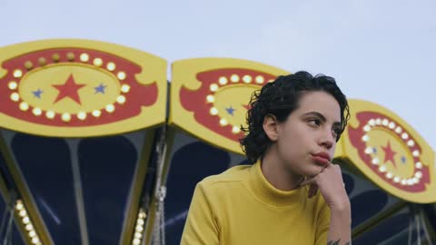 Portrait of a girl at an amusement park