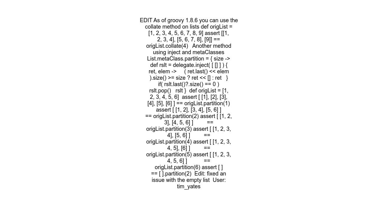 How to split a list into equal sized lists in Groovy