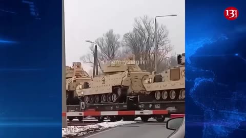 "Bradley" M2A2 combat vehicles from US moving from Poland to Ukraine