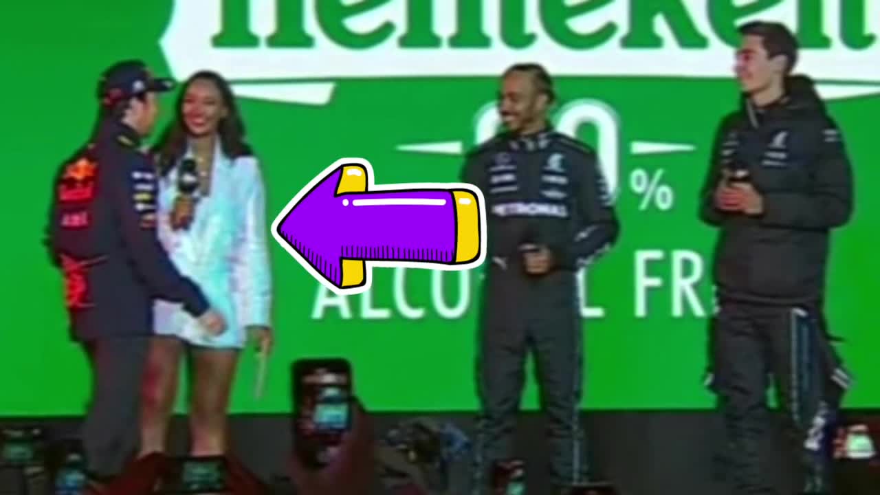 Checo Perez ignora comentarista de F1 sky sports en presentacion GP Las vegas por ataque a Red Bull