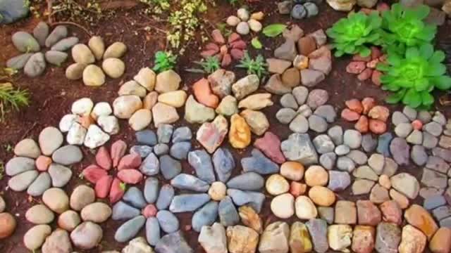 stone Pebble art | Beautiful backyard front yard decoration with stone craft