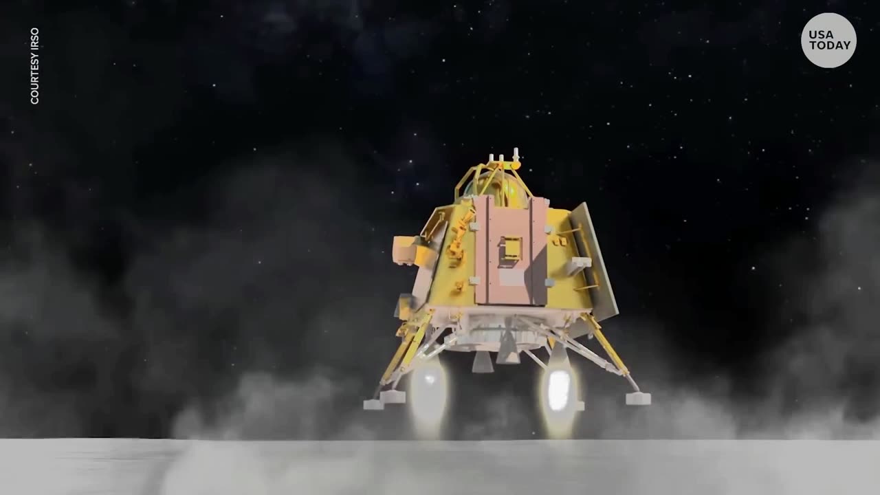 India lands on the moon, cheers erupt as Chandrayaan-3 touches down - USA TODAY.mp4