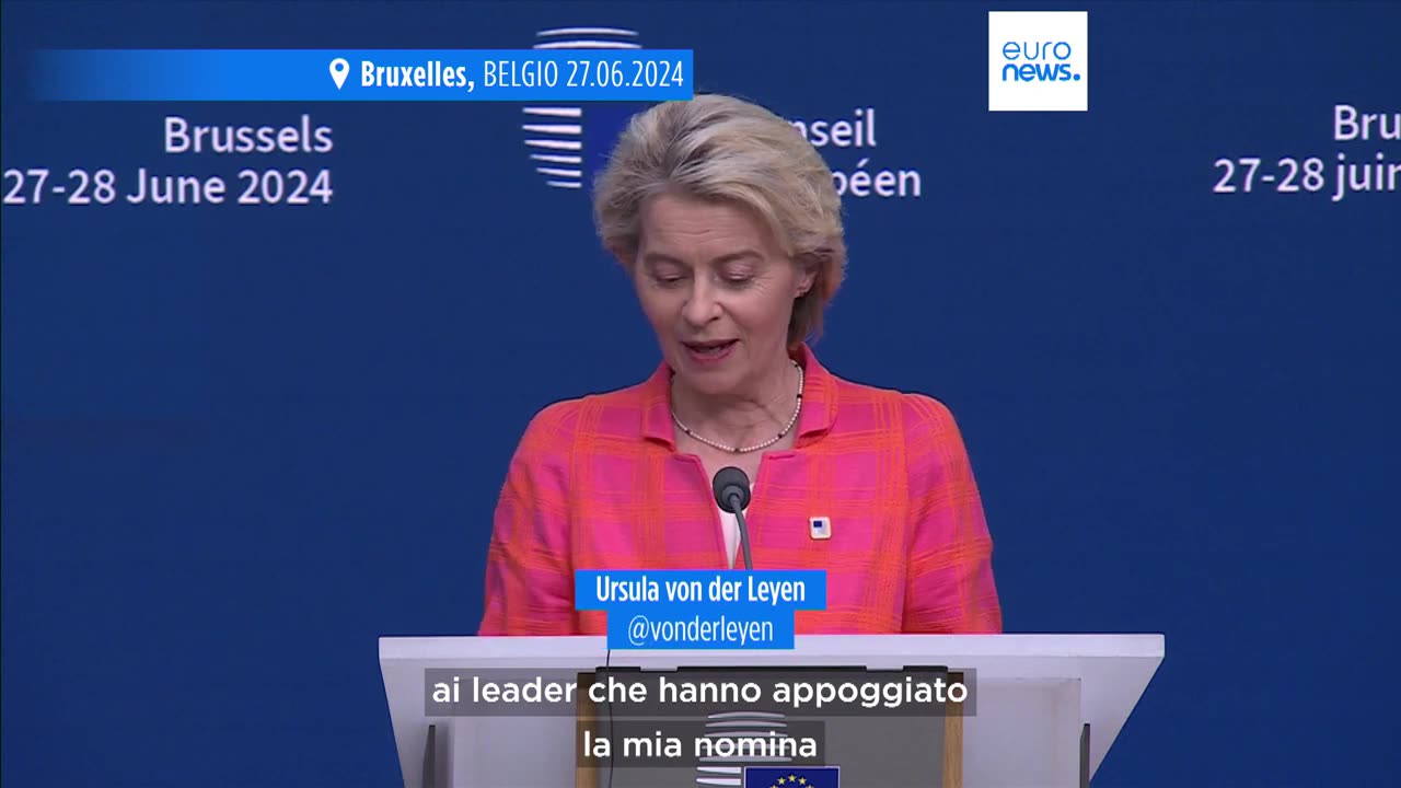 NOTIZIE DAL MONDO il Consiglio UE del 27 giugno 2024 a Bruxelles:trovato l'accordo sulle nomine; von der Leyen in Commissione UE, Costa al consiglio UE e Kallas come Alto rappresentante dell'UE dopo le elezioni europee del 9 giugno 2024