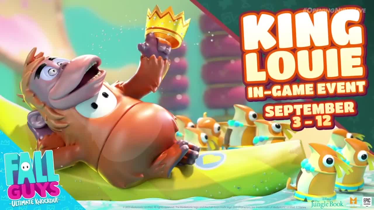 Fall Guys Ultimate Knockout Jungle Book King Louie Trailer Gamescom Opening Night Live 2021