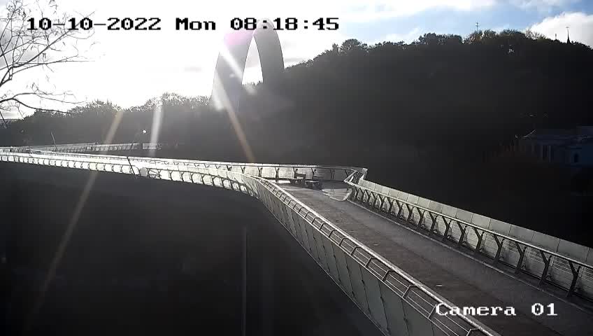 The moment the rocket hit the pedestrian bridge near the Arch of Friendship of Peoples