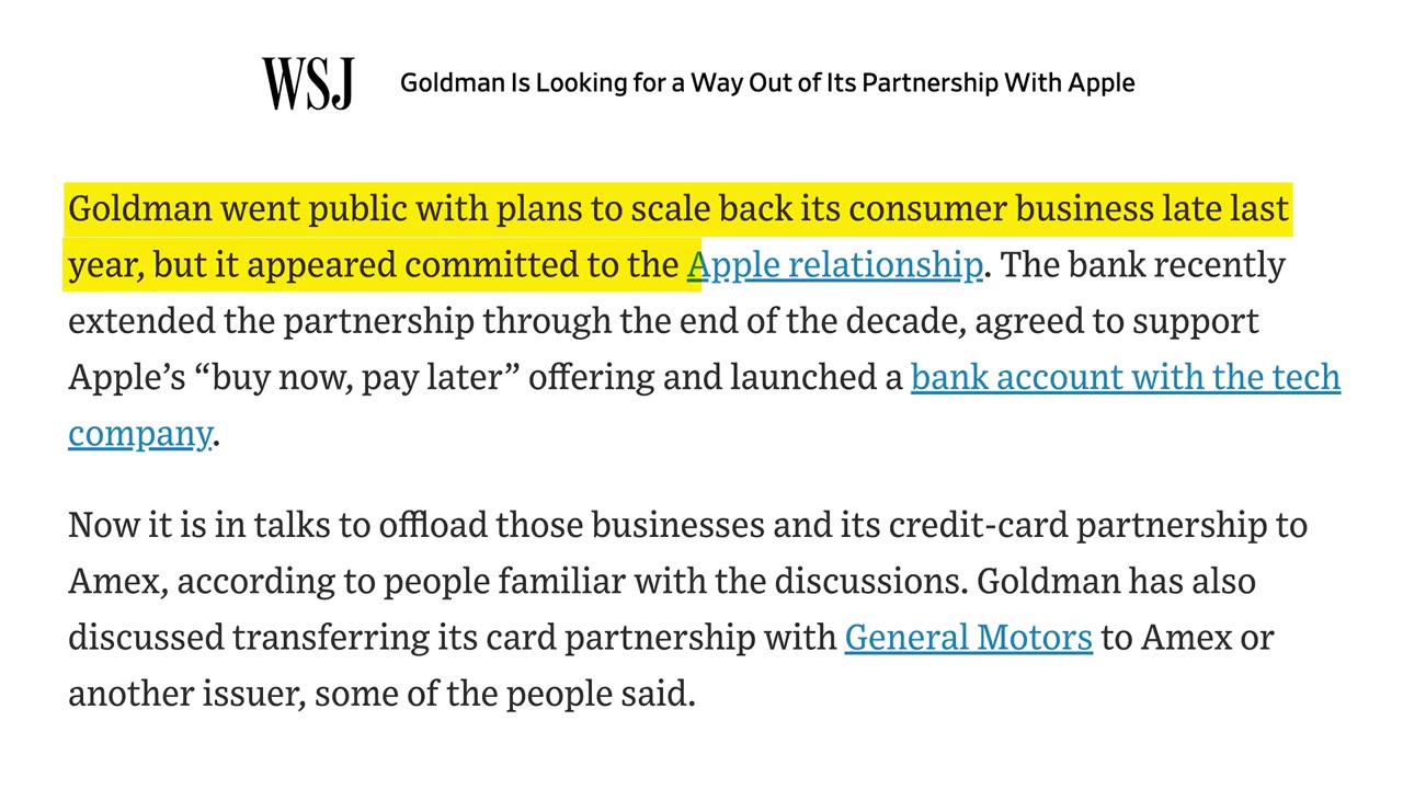 [2023-07-03] Goldman Sachs to STOP Issuing the APPLE CARD (WSJ)