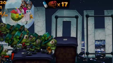 Playing a match with the hat unlocked in the Zombie Tsunami game (SAINT PATRICIO HAT).