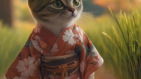 Cute cat walking in Japan garden 😍😺