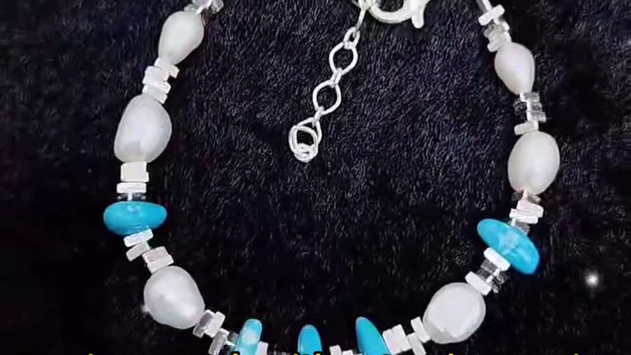 GN-20241113-04 Precious pearls with natural turquoise conformal bracelet S925 silver