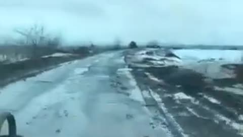 The road to Bakhmut and battered Ukrainian equipment.