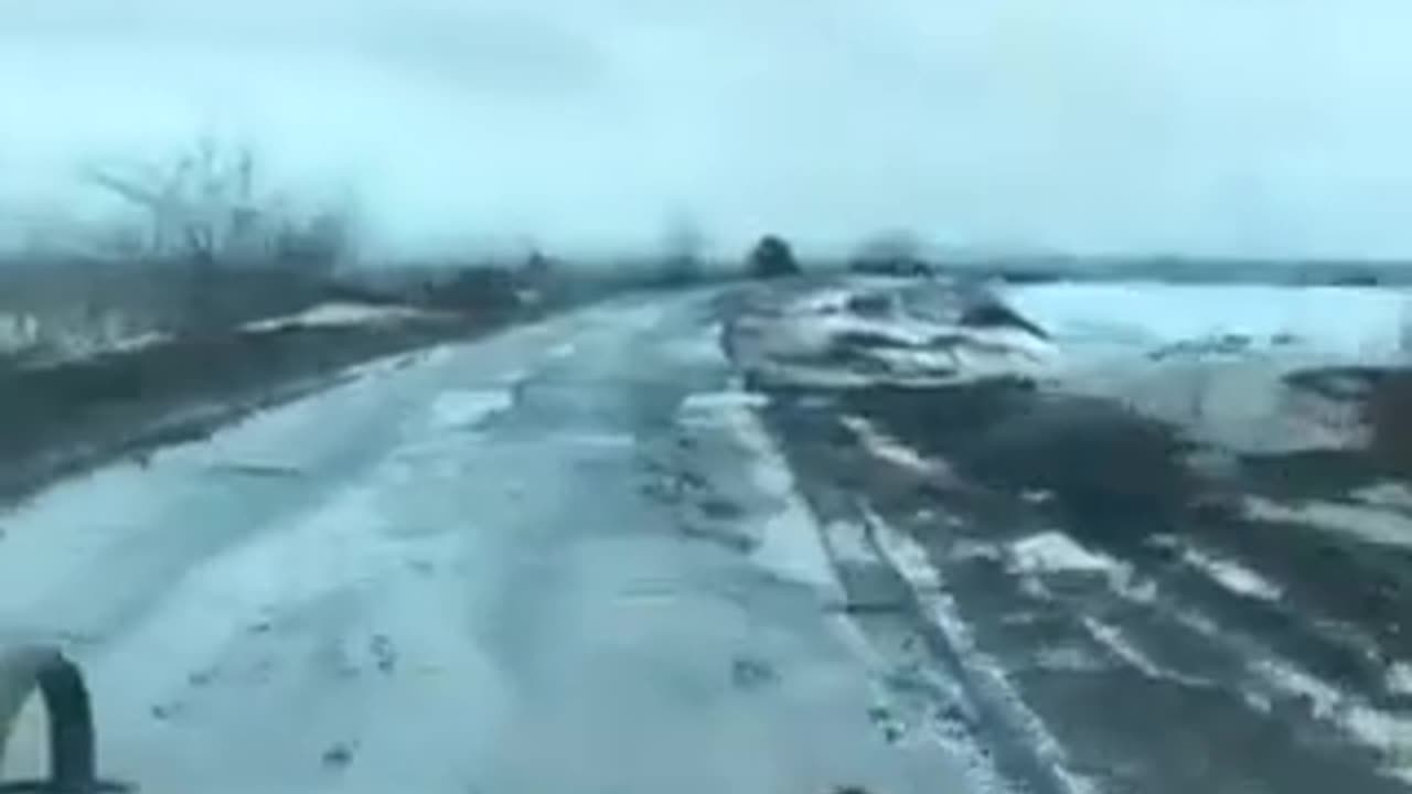 The road to Bakhmut and battered Ukrainian equipment.