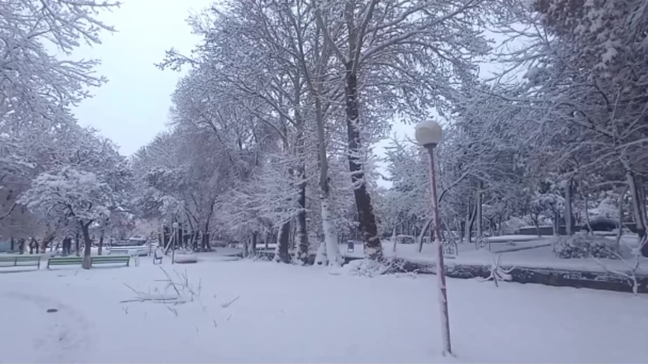 Walking in the snow of Marand, Iran