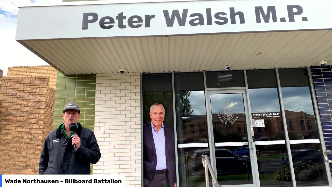 Farmer Wade speaking at State MP Peter Walsh's Office at Echuca, Victoria. 20/08/2024